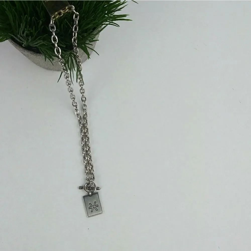 ♓Stainless steel Pisces zodiac necklace